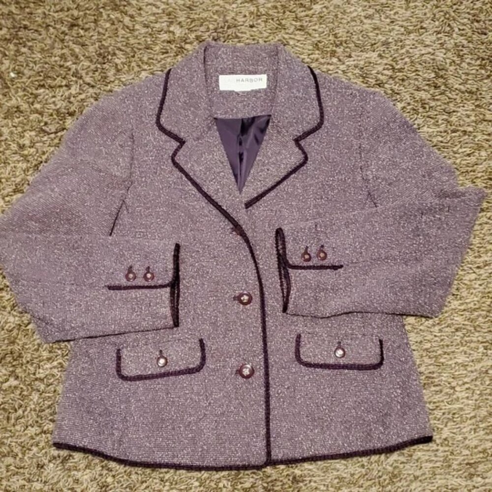 Sag Harbor Women's Blazer in Pink with Black Trim